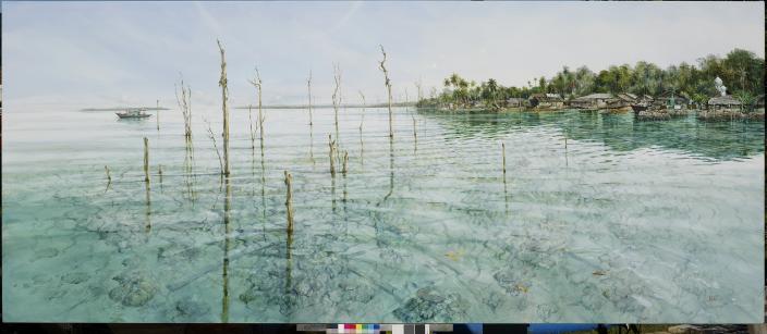 The painting depicts the effects of globalisation and climate change